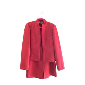 Louis Feraud Paris Women's Red Long Sleeve Blazer Skirt Suit Size 36